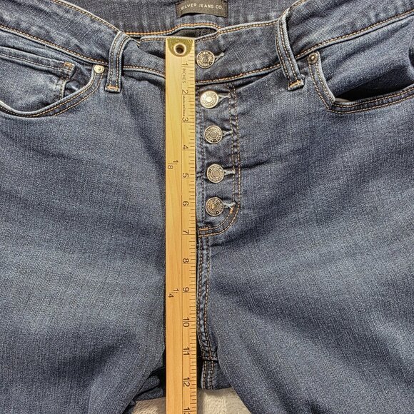 Silver Jeans Co Jeans Womens 18W Long Blue Suki Slim Boot Button Fly Stretch - Picture 9 of 10